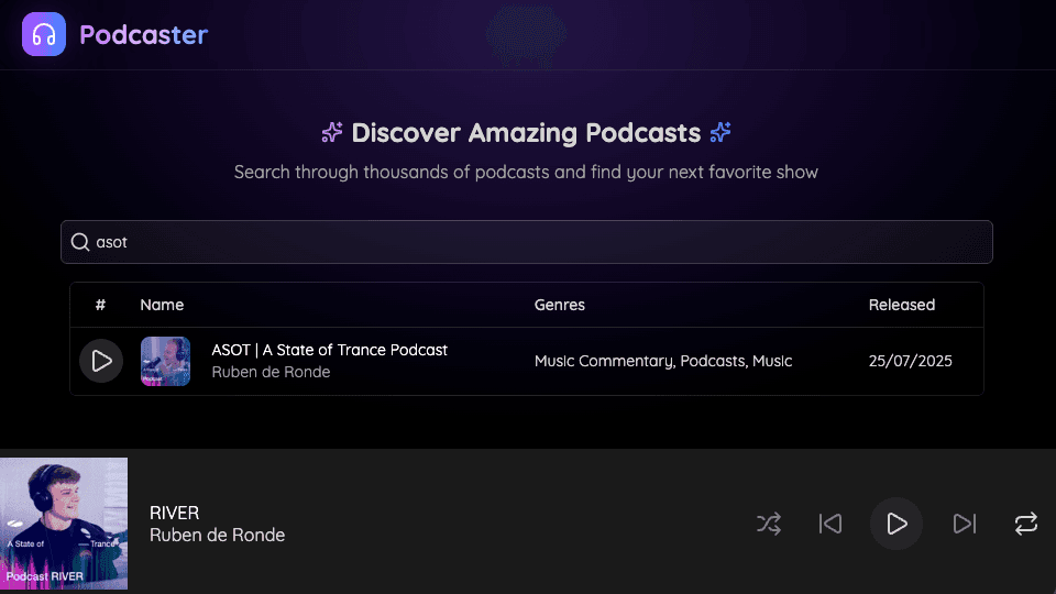 Podcaster Project Preview